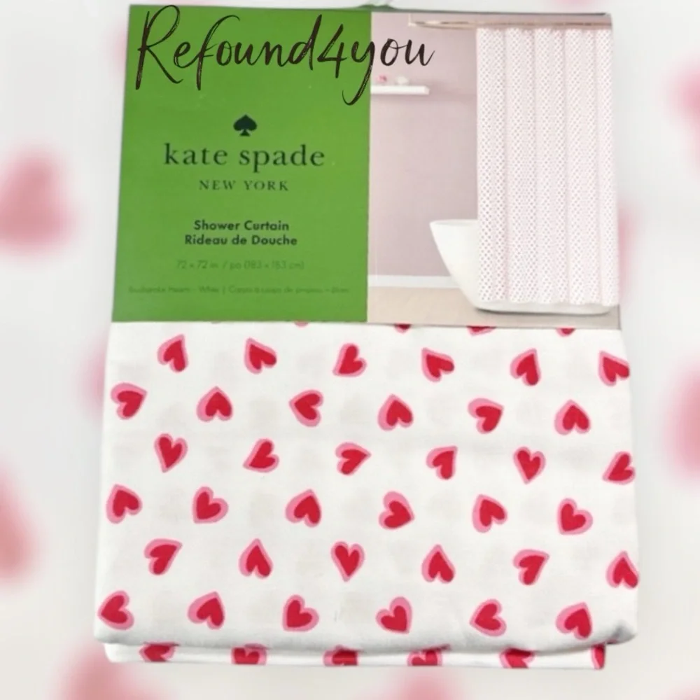 Kate Spade - ‘Red Hearts’ Shower Curtain. 72” x 72” NWT.